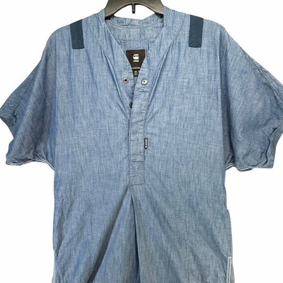 G Star Raw Baseball Scoop Hem Dress Womens XS Dark Blue Denim Chambray Relaxed - Picture 4 of 16